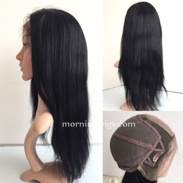 14 inches brown straight human hair extensions clips in – Morningwigs