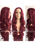 24 inches burgundy bodywave synthetic lace front wig - Luckin Wigs